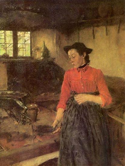 Wilhelm Leibl Madchen am Herd Sweden oil painting art